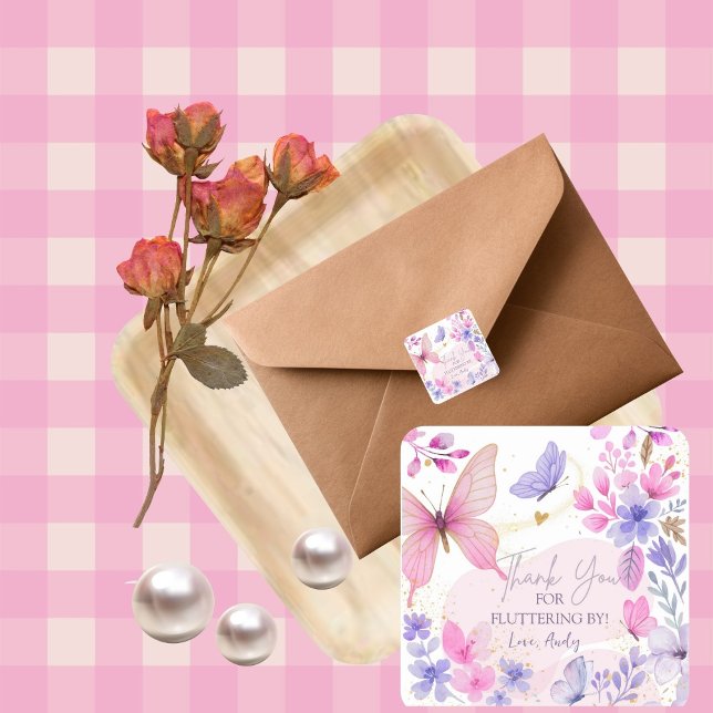 Butterfly  Fluttering  Birthday girl  Square Sticker (Creator Uploaded)