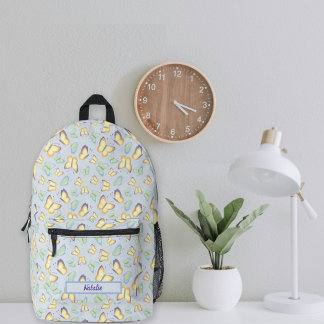 Butterfly Flutters Blue Personalised Printed Backpack