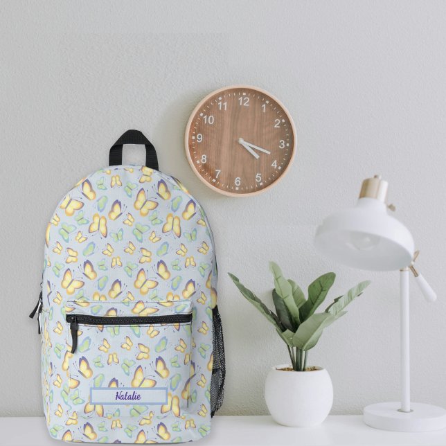 Butterfly Flutters Blue Personalised Printed Backpack (Creator Uploaded)