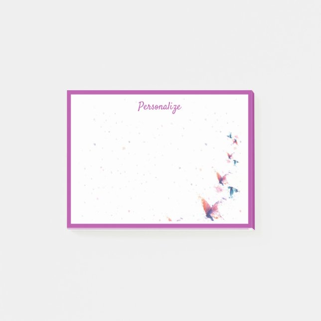 Butterfly Flutters Watercolor Design Personalised Post-it Notes (Front)