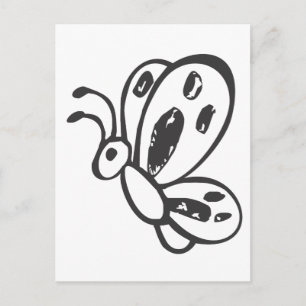 Butterfly Flying in Black and White Sketch Postcard