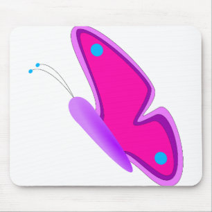 Butterfly Flying Purple Pink Cute Cartoon Mouse Pad