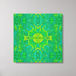 Butterfly Forest Bohemian Arabesque Mandala Gree Canvas Print