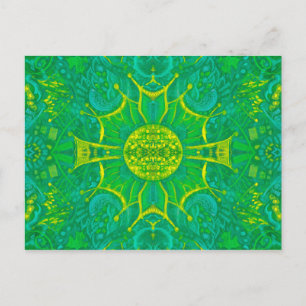Butterfly Forest Bohemian Arabesque Pattern Green Postcard