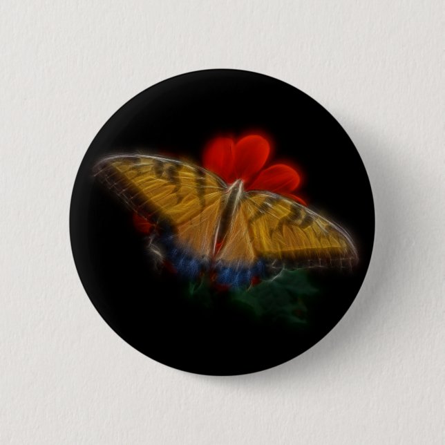 Butterfly Fractal Tiger Swallowtail 6 Cm Round Badge (Front)