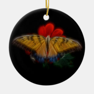 Butterfly Fractal Tiger Swallowtail Ceramic Ornament