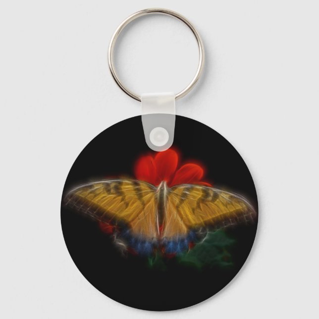 Butterfly Fractal Tiger Swallowtail Key Ring (Front)