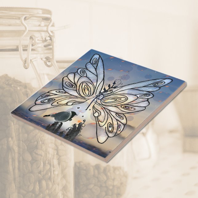 Butterfly Freedom & Bird Ceramic Tile (Creator Uploaded)