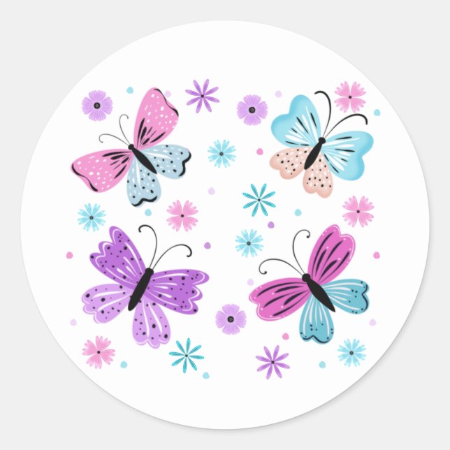 Butterfly Friends Classic Round Sticker (Front)