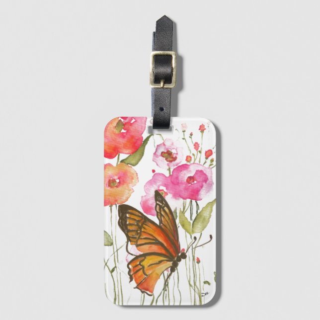 Butterfly Garden Acrylic Luggage Tag (Front Vertical)