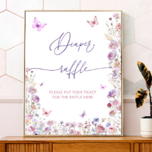 Butterfly Garden Baby Shower Diaper Raffle Poster