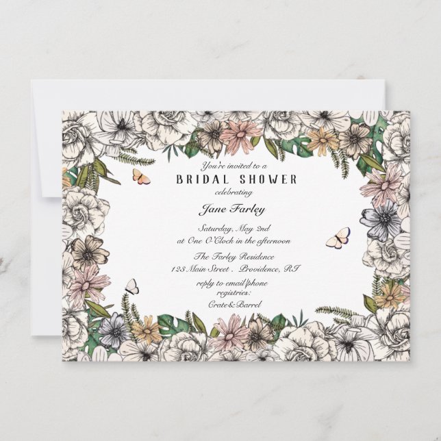 Butterfly Garden Bridal Shower Invitation (Front)