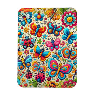 Butterfly Garden Cartoon Magnet