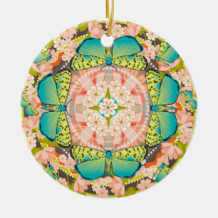 Butterfly Garden Ceramic Ornament