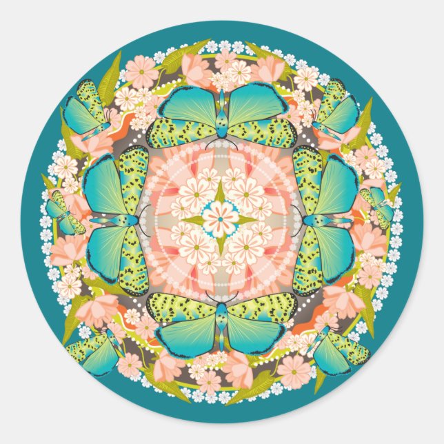 Butterfly Garden Classic Round Sticker (Front)