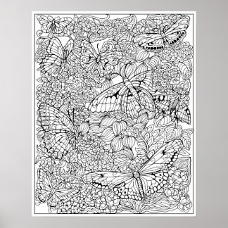 Butterfly Garden Colouring Poster