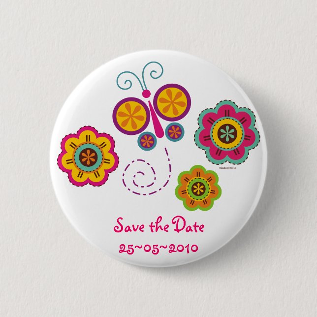 Butterfly Garden Custom Pinback Button (Front)