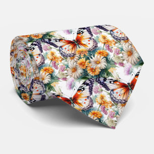 Butterfly Garden Elegant Pattern Neck Tie