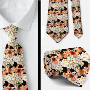 Butterfly Garden Elegant Pattern Neck Tie
