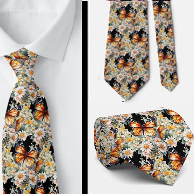 Butterfly Garden Elegant Pattern Neck Tie (Creator Uploaded)