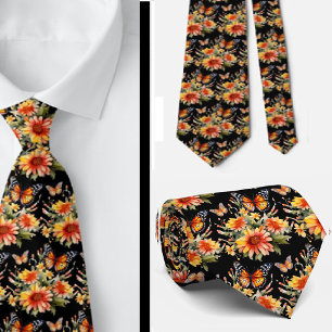 Butterfly Garden Elegant Pattern Neck Tie