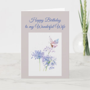 Butterfly Garden Flower Birthday Special Wife Card
