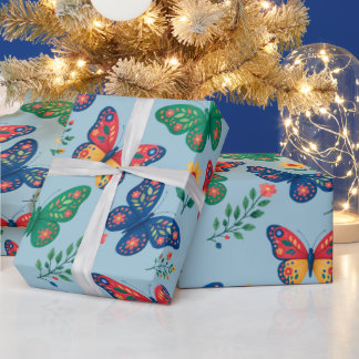 Butterfly Garden Gift Wrap – Colourful Floral Butt