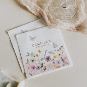 Butterfly Garden Girl Baby Shower Napkin