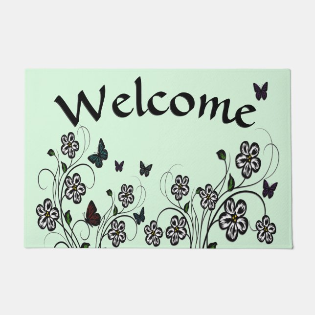 Butterfly Garden Green  Doormat (Front)