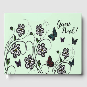 Butterfly Garden Green Guest Book