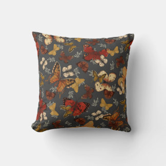 Butterfly Garden Grey Background Pattern  Cushion