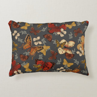 Butterfly Garden Grey Background Pattern  Decorative Cushion