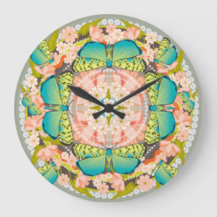 Butterfly Garden Large Clock