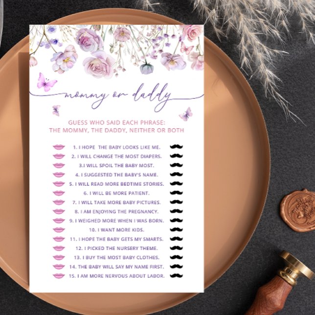 Butterfly Garden Mummy or Daddy Baby Shower Game (Creator Uploaded)