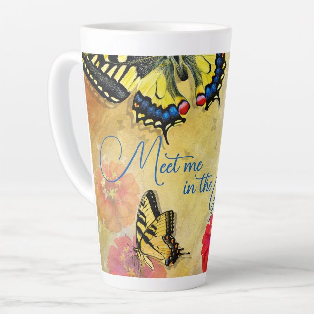 Butterfly Garden Saying Tall Latte Mug (Left Angle)