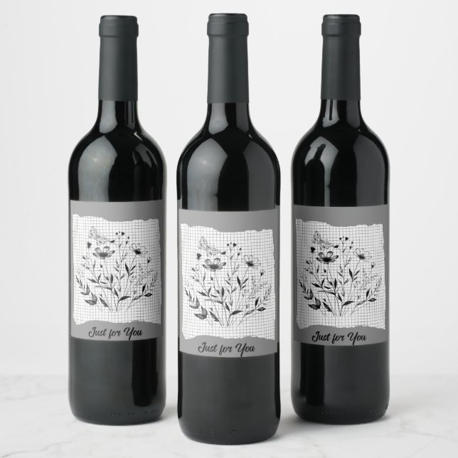  Butterfly Garden Sketches Wine Label (Bottles)