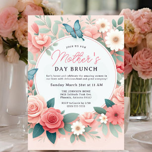 Butterfly Garden Spring Floral Mother's Day Brunch Invitation