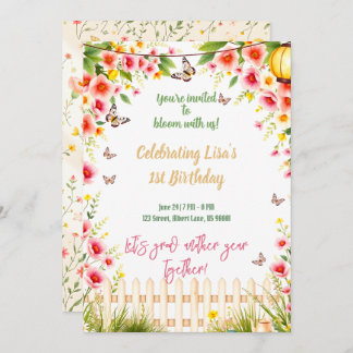 Butterfly Garden Tea Party Birthday Invitation