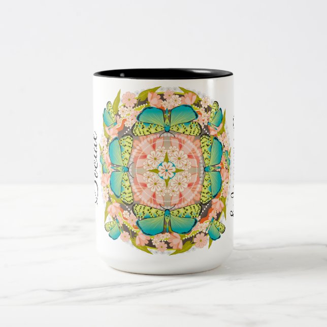 Butterfly Garden Two-Tone Coffee Mug (Center)