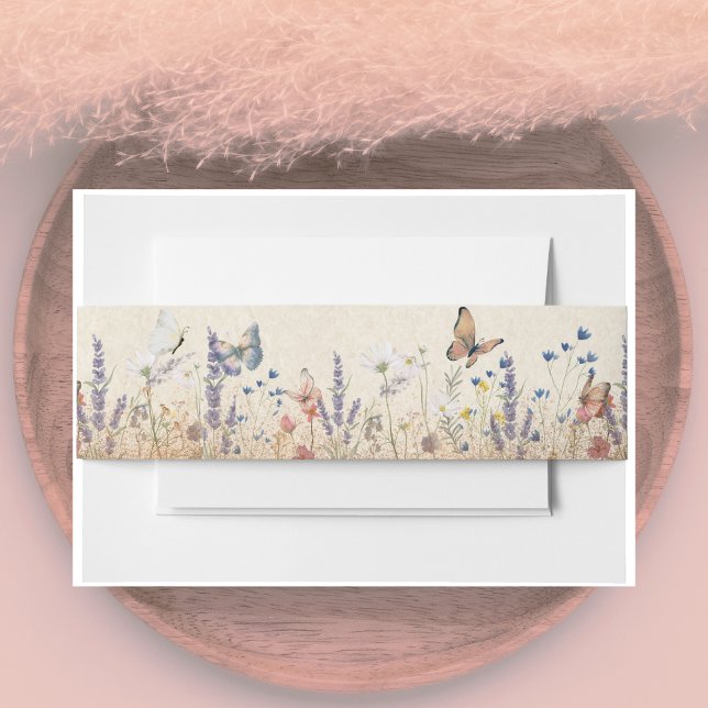 Butterfly Garden Vintage Invitation Belly Band (Creator Uploaded)