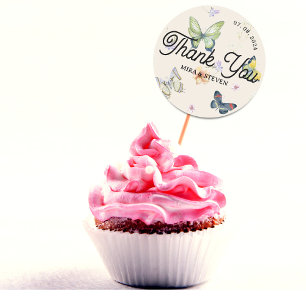 Butterfly garden wedding thank you  classic round sticker