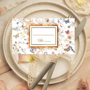 Butterfly Garden White Flat Place Card