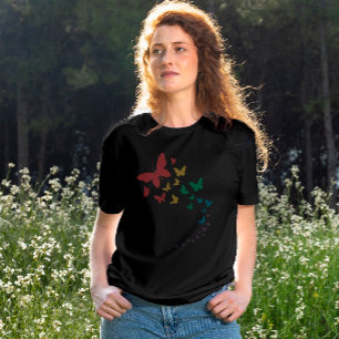 Butterfly gay pride lgbt rainbow colourful flag T-Shirt