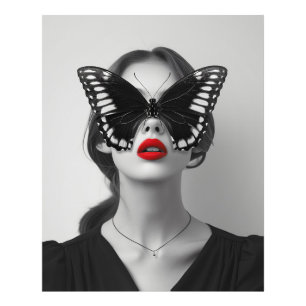 Butterfly Gaze: Dark Elegance Unveiled Photo Print
