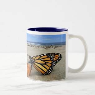 Butterfly gems - blue  by TDGallery Two-Tone Coffee Mug