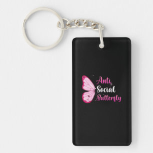 Butterfly Gift Anti Social Butterfly Key Ring