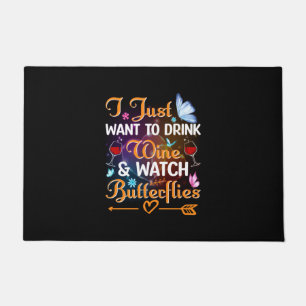 Butterfly Gift Drink Wine Watch Butterflies Doormat