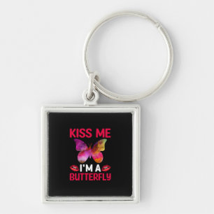 Butterfly Gift   Kiss Me I Am A Butterfly Key Ring