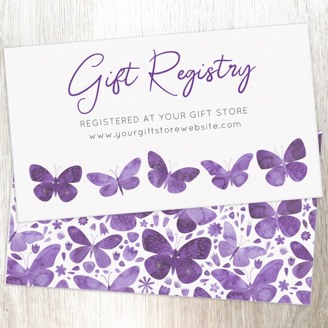 Butterfly Gift Registry Enclosure Card (Baby shower gift registry watercolor butterfly enclosure card)