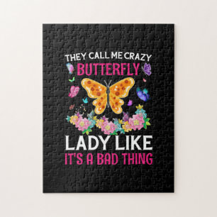 Butterfly Gift They Call Me Crazy Butterfly Jigsaw Puzzle